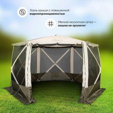 Шатер СЛЕДОПЫТ быстросборный, 6 стен, 3,35х3,85 м, h-2,25 м, S по полу 9,3 кв.м, цв.